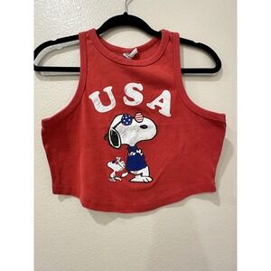 Grayson Threads Peanuts Snoopy USA Patriotic Red Tank Top Kids Large L